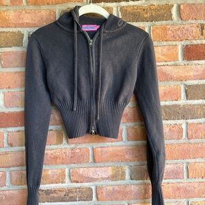 Edikted Dark Gray Zip-Up Sweater